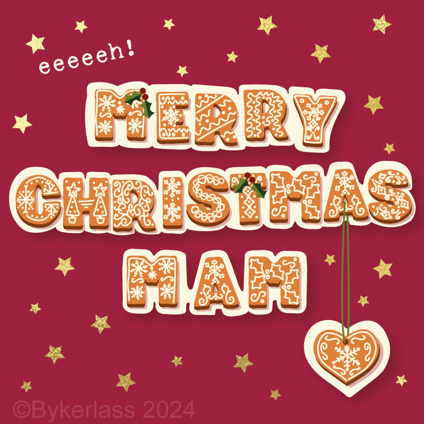 Merry Christmas Mam - Gold Foiled Christmas Card by Wotmalike