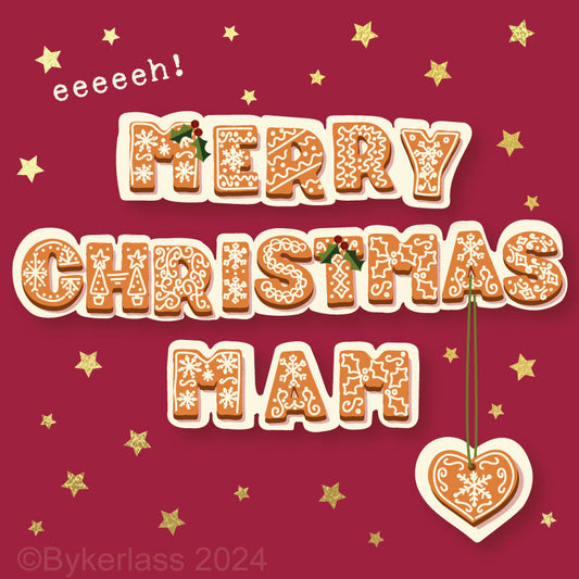 Merry Christmas Mam - Gold Foiled Christmas Card by Wotmalike