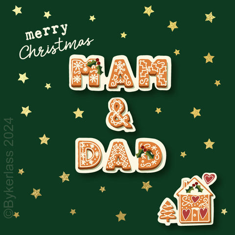 Merry Christmas Mam and Dad - Gold Foiled Christmas Card --- GBC18