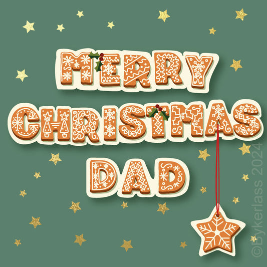 Merry Christmas Dad - Gold Foiled Christmas Card  by Wotmalike