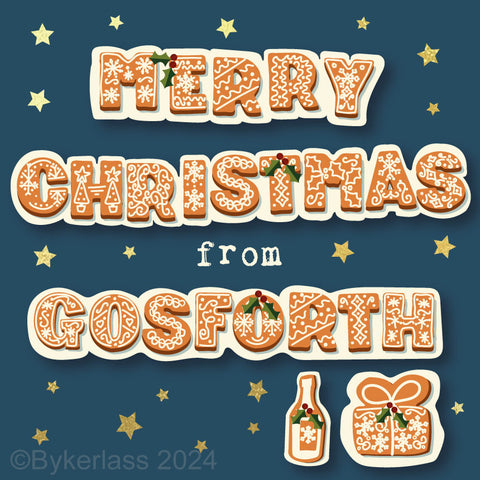 Merry Christmas From Gosforth - Gold Foiled Christmas Card --- GBC24