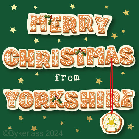 Merry Christmas from Yorkshire - Gold Foiled Christmas Card --- GBC27