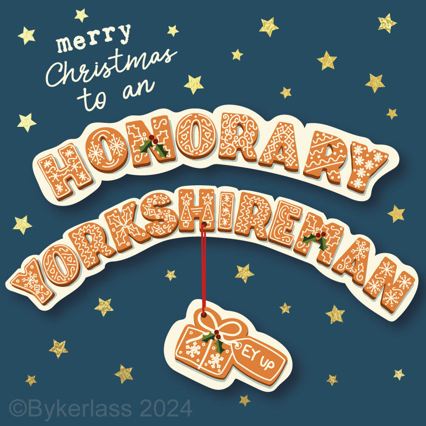 Merry Christmas to an Honorary Yorkshireman - Gold Foiled Christmas Card by Wotmalike