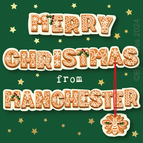 Merry Christmas from Manchester - Gold Foiled Christmas Card --- GBC4