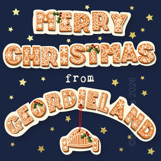 Merry Christmas From Geordieland - Gold Foiled Geordie Christmas Card --- GBC45