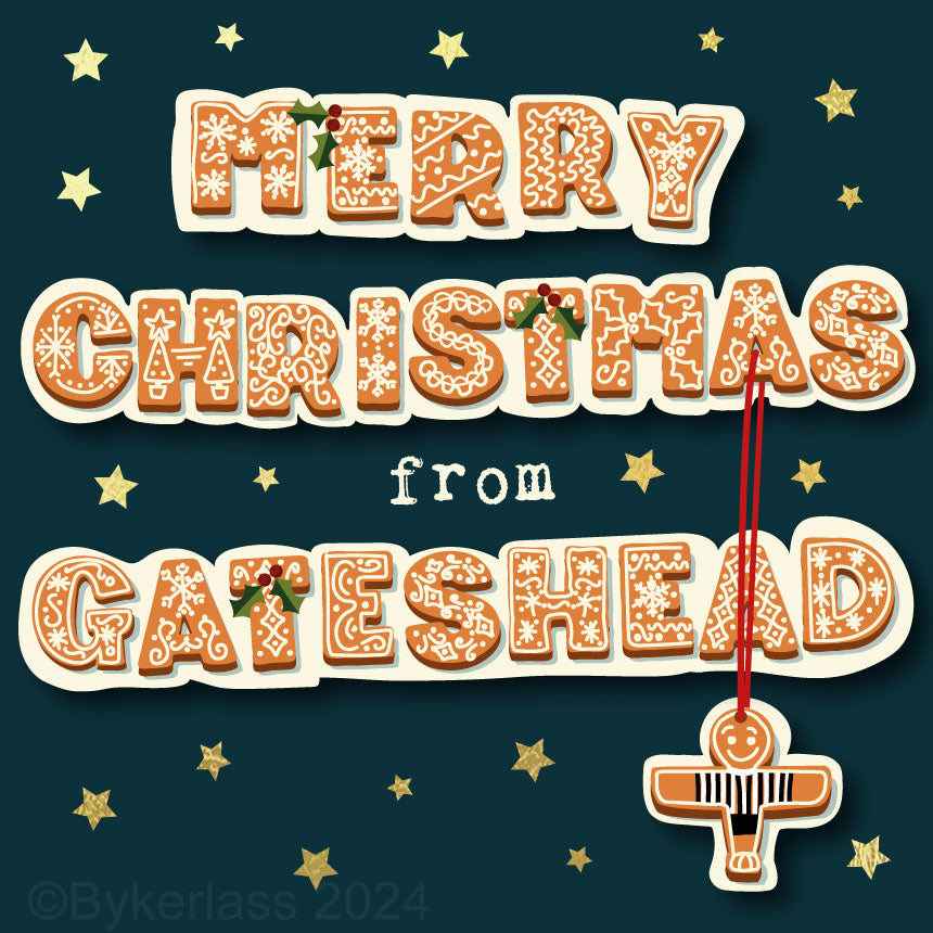 Merry Christmas From Gateshead - Gold Foiled Christmas Card by Wotmalike