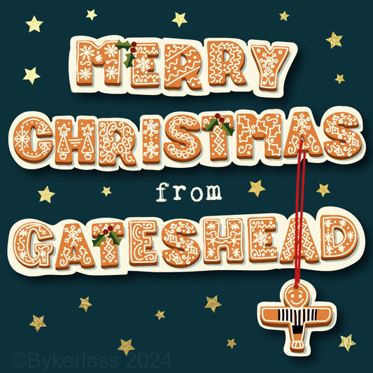 Merry Christmas From Gateshead - Gold Foiled Christmas Card by Wotmalike