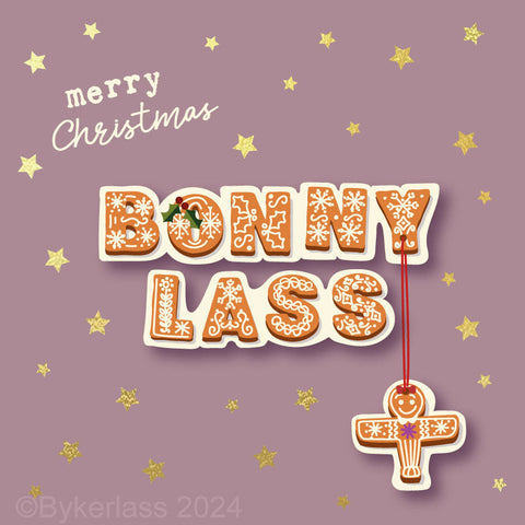 Merry Christmas Bonny Lass - Gold Foiled Christmas Card --- GBC9