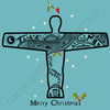 Angel of the North Line Illustration (blue) Christmas Card --- GX24
