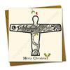 Angel of the North Line Illustration (cream) Christmas Card by Wotmalike