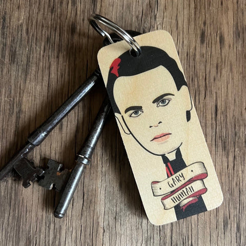 Gary Numan Character Wooden Keyring - RWKR1