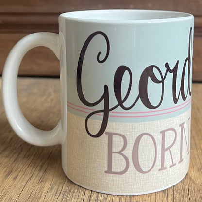 Geordie Lad Born and Bred Mug BLUE - High quality ceramic Geordie Mug