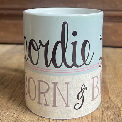 Geordie Lad Born and Bred Mug BLUE - High quality ceramic Geordie Mug