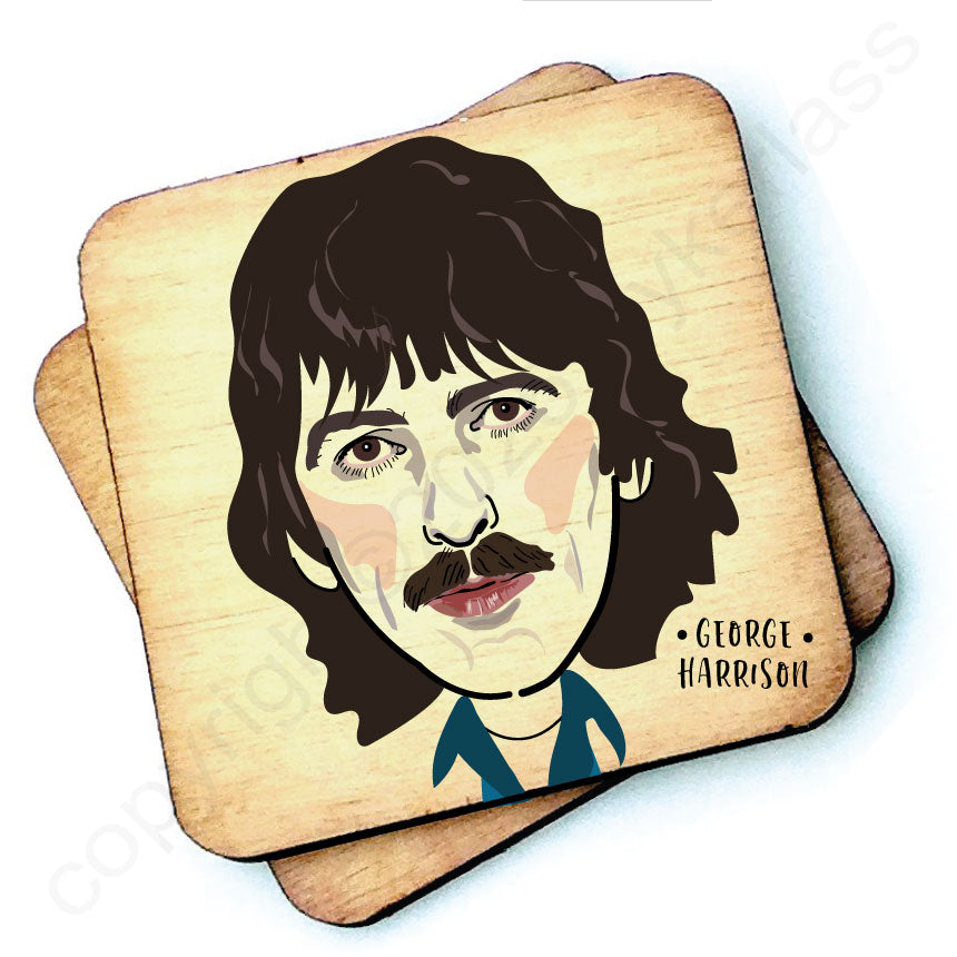 George Harrison 1970's- Character Wooden Coaster by Wotmalike