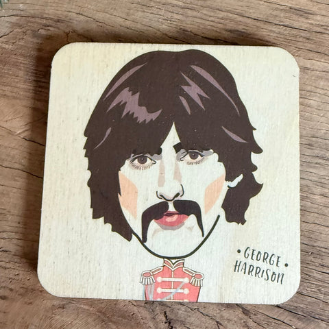 George Harrison- Sgt Peppers Character Wooden Coaster - RWC1