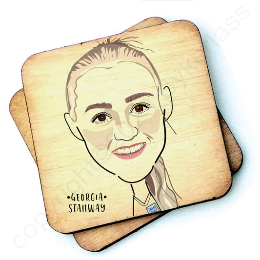 Georgia Stanway Character Wooden Coaster by Wotmalike
