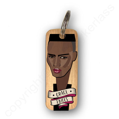 Grace Jones Character Wooden Keyring - RWKR1
