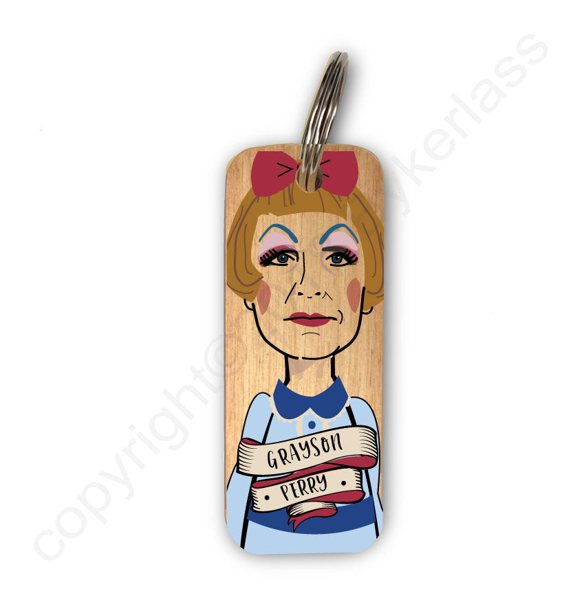 Grayson Perry Character Wooden Keyring - RWKR1