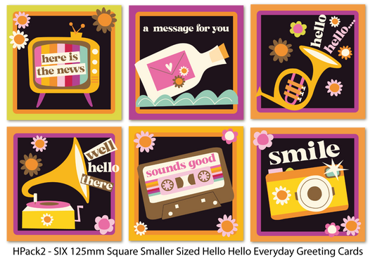 6 Pack of Hello Small Everyday Cards - HPack2