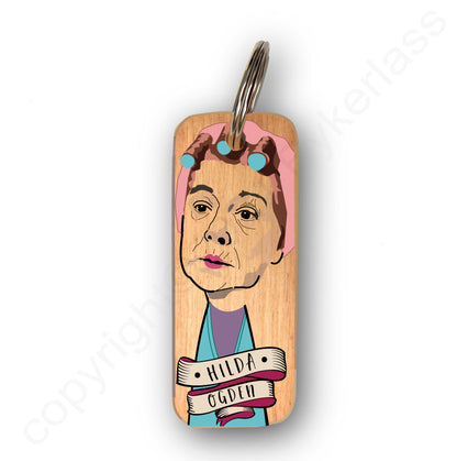 Hilda Ogden Character Wooden Keyring - RWKR1