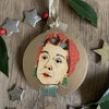 Hilda Ogden - Character Wooden Bauble Hand Painted with Gold Leaf Paint - RWHO