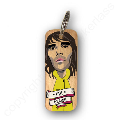 Ian Brown Character Wooden Keyring - RWKR1