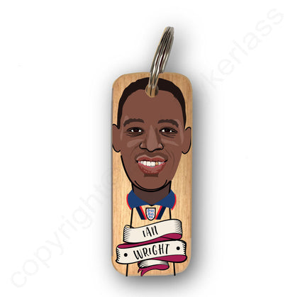 Ian Wright Character Wooden Keyring by wotmalike