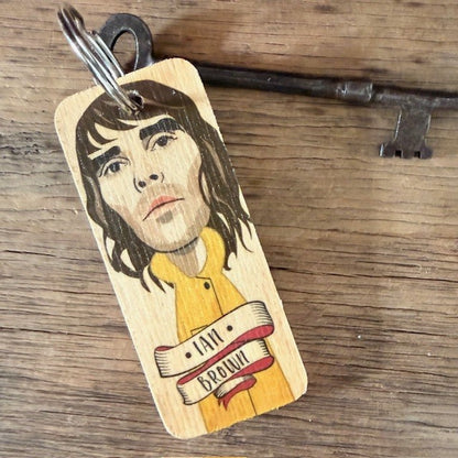 Ian Brown Character Wooden Keyring - RWKR1