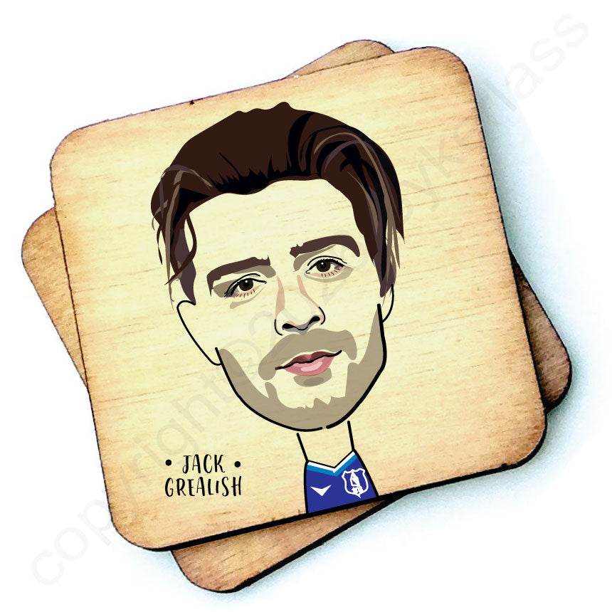 Jack Grealish in Everton Strip Character Wooden Coaster - RWC1