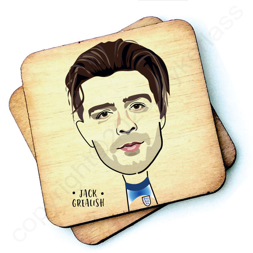 Jack Grealish Character Wooden Coaster by Wotmalike
