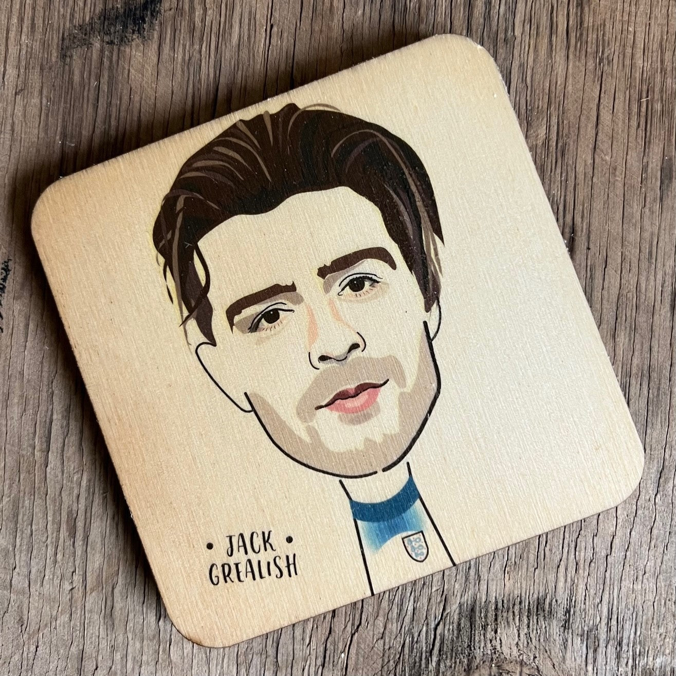 Jack Grealish Character Wooden Coaster