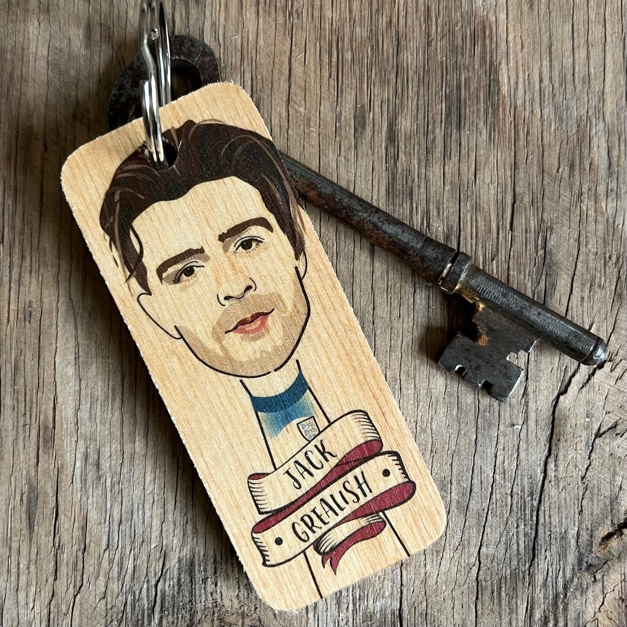 Jack Grealish Character Wooden Keyring