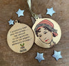 Jane Austen - Character Wooden Bauble Hand Painted with Gold Leaf Paint - RWHO