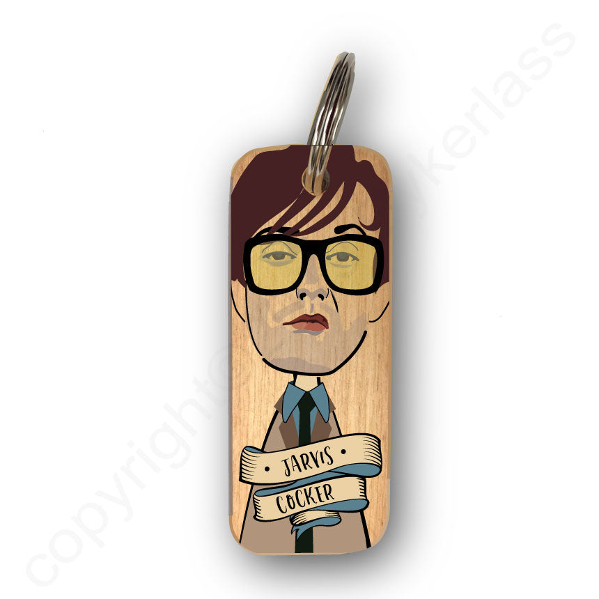 Jarvis Cocker Character Wooden Keyring - RWKR1