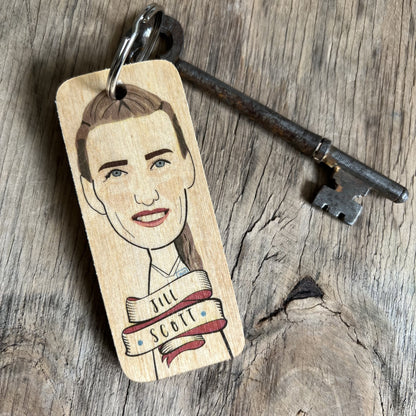Jill Scott Character Wooden Keyring by Wotmalike