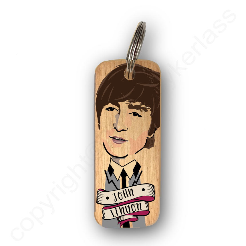 John Lennon Character Wooden Keyring - RWKR1