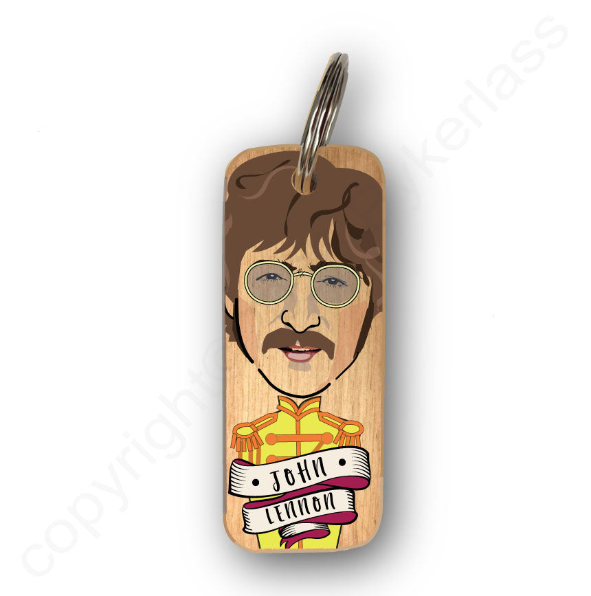John Lennon - Sgt Peppers Character Wooden Keyring - RWKR1