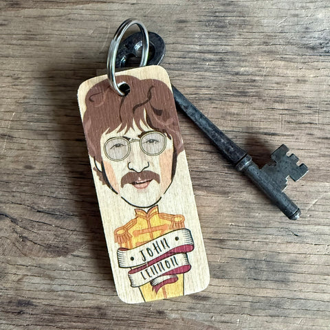 John Lennon - Sgt Peppers Character Wooden Keyring - RWKR1