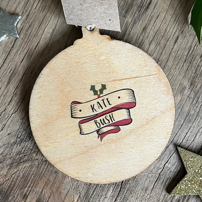 Kate Bush - Character Wooden Bauble Hand Painted with Gold Leaf Paint - RWHO