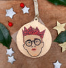 Keith Haring - Character Wooden Bauble Hand Painted with Gold Leaf Paint - RWHO