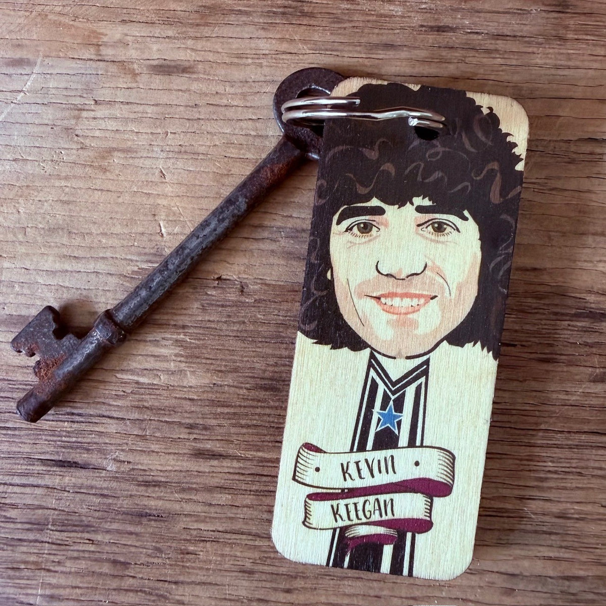 Kevin Keegan NEWCASTLE Character Wooden Keyring by Wotmalike