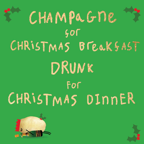 Champagne for Christmas Breakfast - Lumpy Potato Lady Card --- (LPX7)
