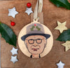 L S Lowry - Character Wooden Bauble Hand Painted with Gold Leaf Paint - RWHO