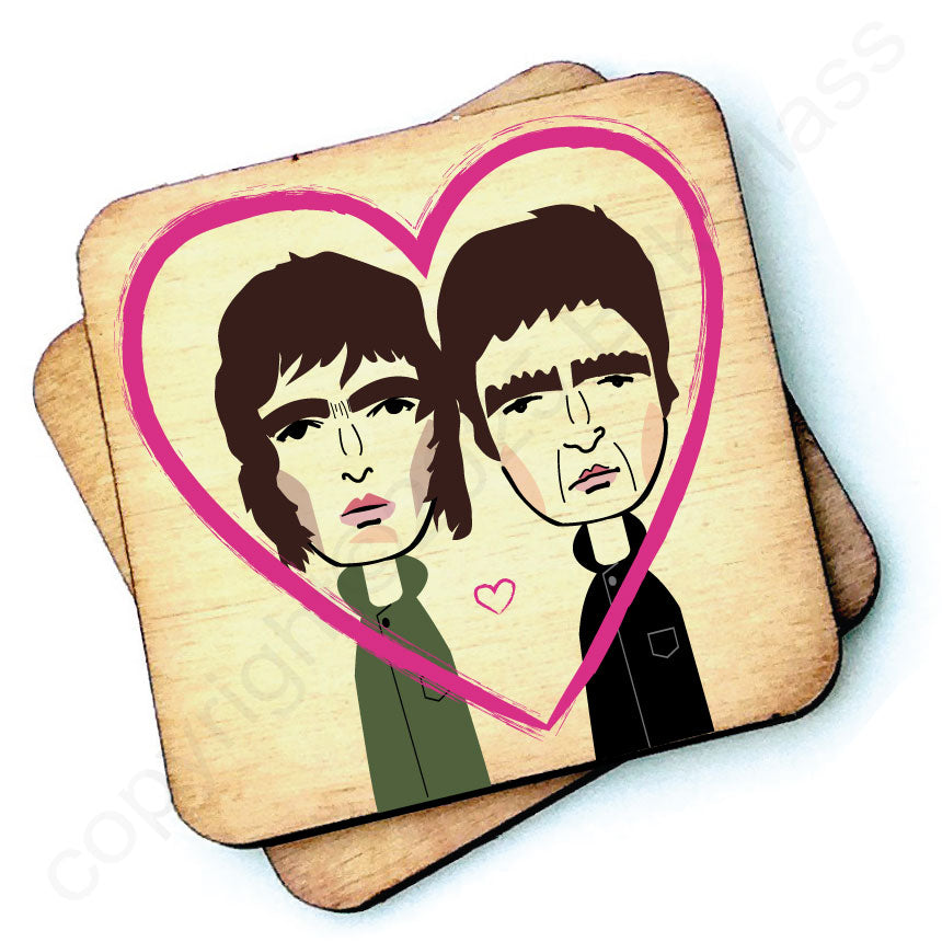 Liam & Noel Gallagher (Oasis) Character Wooden Coaster - RWC1