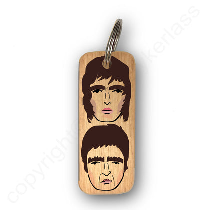 Liam & Noel Gallagher (Oasis) Character Wooden Keyring - RWKR1