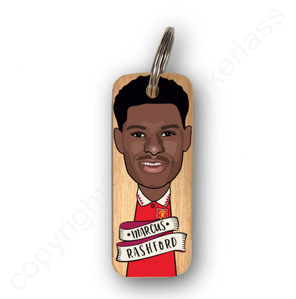 Marcus Rashford Character Wooden Keyring - RWKR1