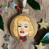 Marilyn Monroe - Character Wooden Bauble Hand Painted with Gold Leaf Paint - RWHO