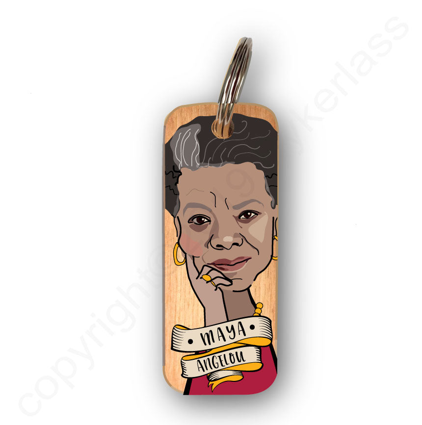 Maya Angelou Character Wooden Keyring - RWKR1