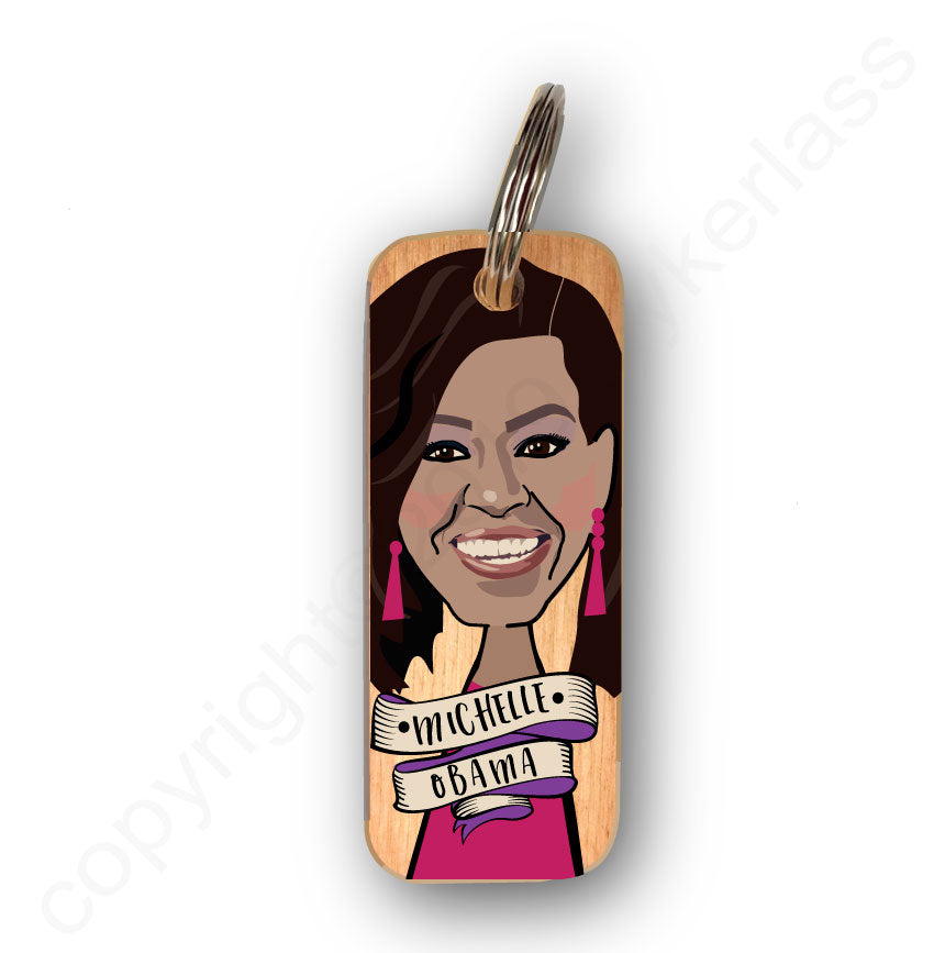 Michelle Obama Character Wooden Keyring - RWKR1