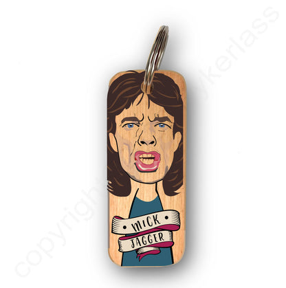 Mick Jagger Character Wooden Keyring - RWKR1